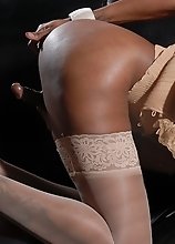 Natassia pleasures her tranny pussy hole passionately while jacking her thick dick